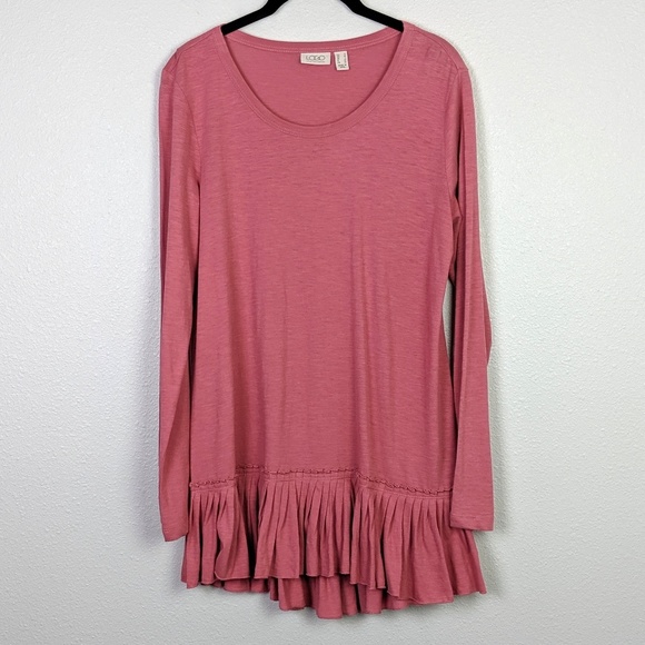 LOGO by Lori Goldstein Pink Tunic Pleated Bottom